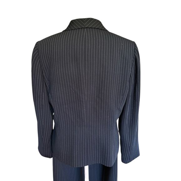 Le Suit Women’s Black Pinstripe Jacket Skirt Suit Set Fully Lined Size 14 - Picture 6 of 15